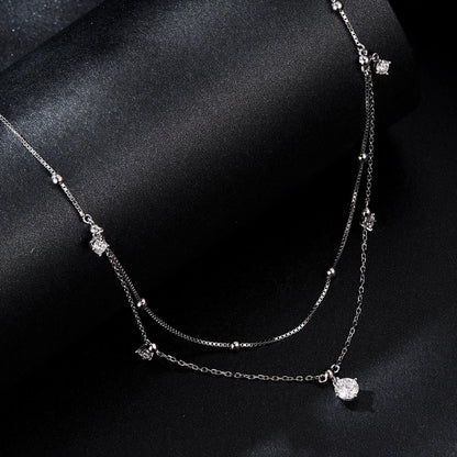 Moissanite necklace 925 sterling silver plated white gold 400+50mm for women on Tampa Home & Garden Store