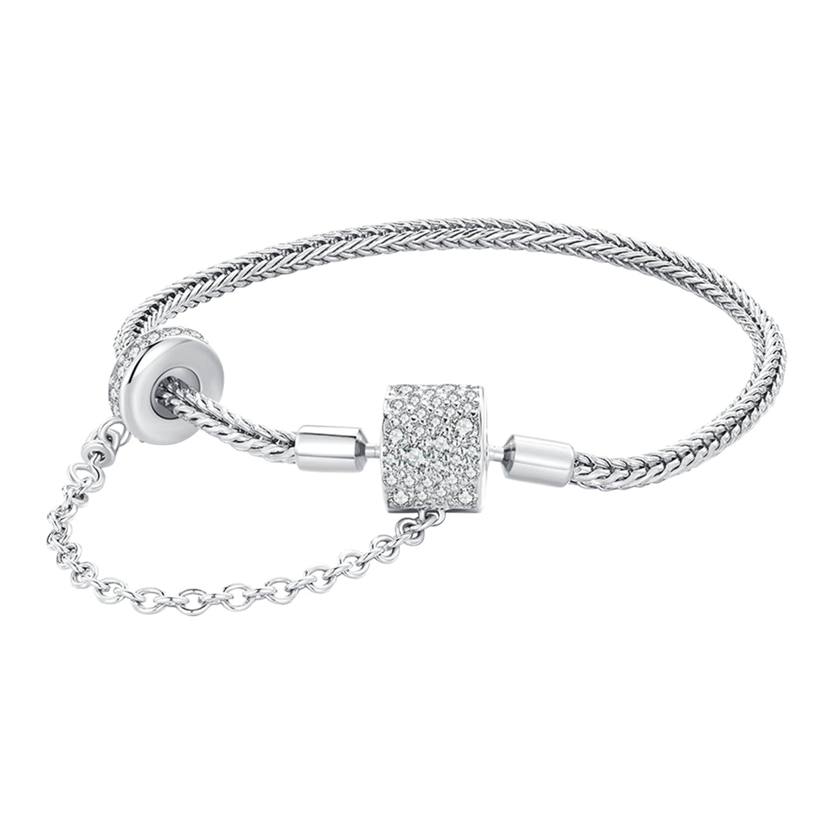 Bracelet 925 Sterling Silver pavé CZ, 17cm, women, Bids.com on Tampa Home & Garden Store