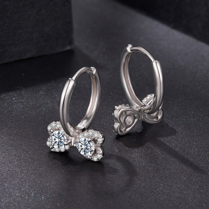 Earrings: 925 sterling silver hoops with moissanite flower cluster, plated white gold on Tampa Home & Garden Store