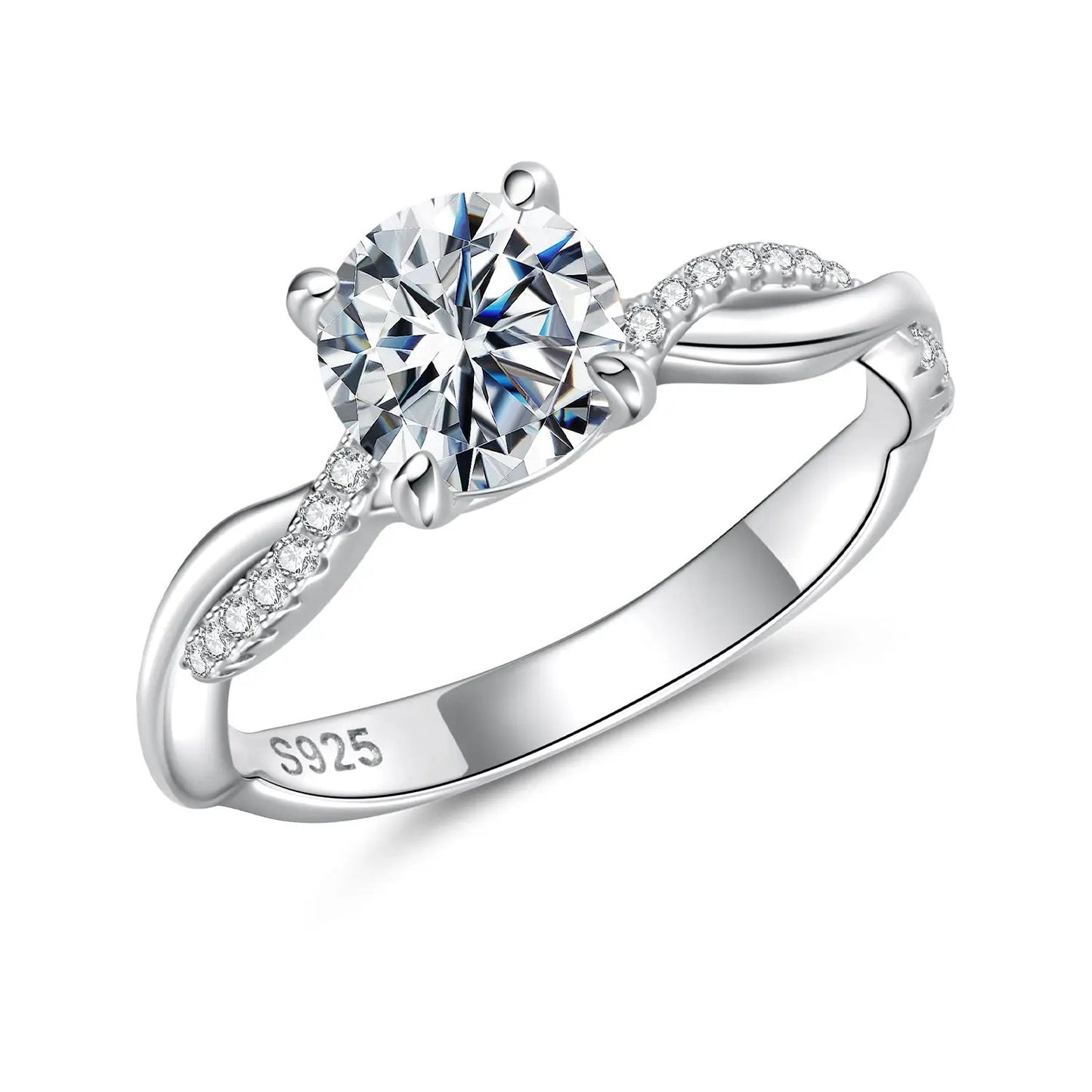925 Sterling Silver Moissanite Ring 0.65ct, size 6, pave band, by Bids.com on Tampa Home & Garden Store