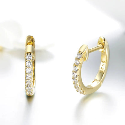 Earrings gold-tone pavé CZ hoops, 1.3 cm, pair, by Bids.com on Tampa Home & Garden Store