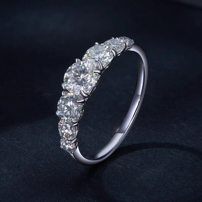925 Sterling Silver Moissanite engagement ring with graduated 5mm–2.5mm stones on Tampa Home & Garden Store