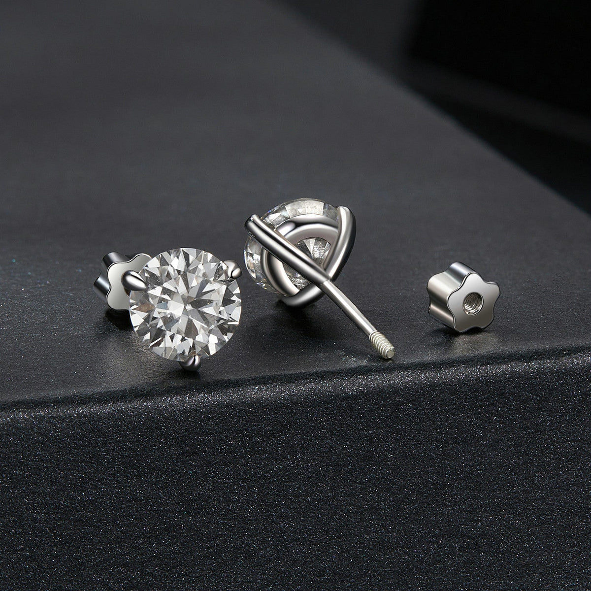 Moissanite stud earrings 0.7cm in 925 sterling silver with white gold plating by Bids.com on Tampa Home & Garden Store