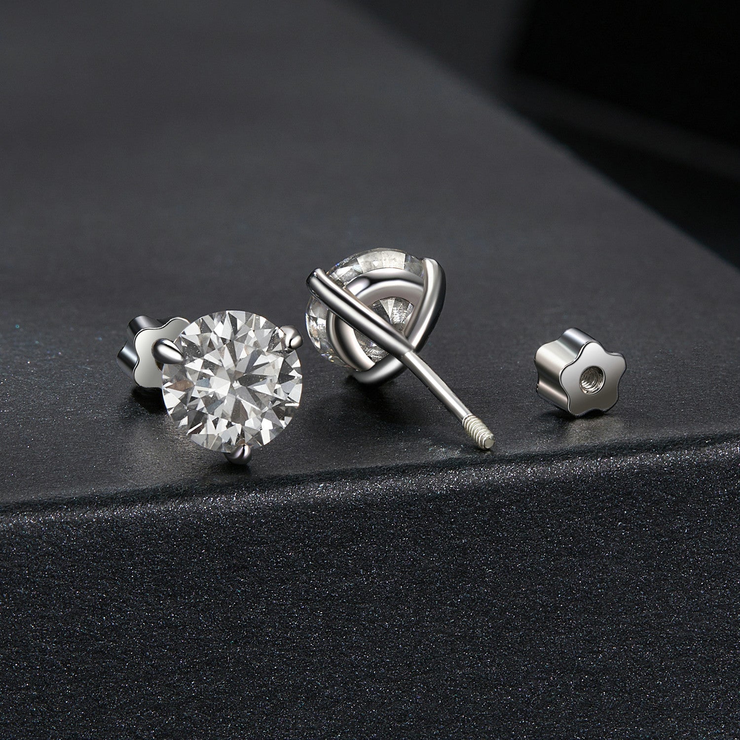Moissanite stud earrings 0.7cm in 925 sterling silver with white gold plating by Bids.com on Tampa Home & Garden Store