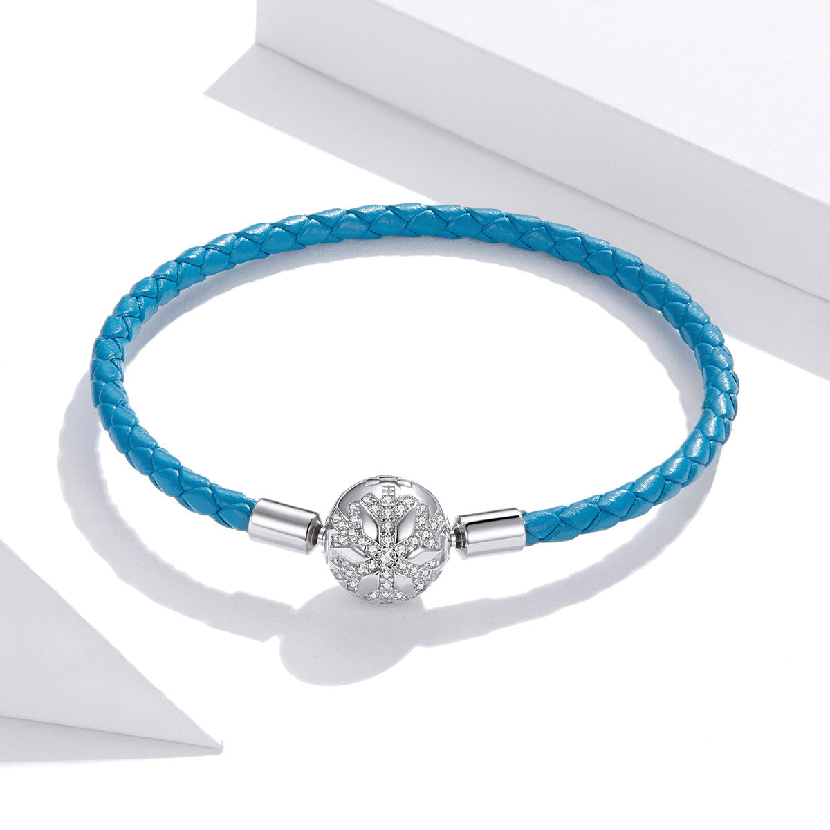 Bracelet turquoise braided leather with a silver pave CZ centerpiece, size 19, by Bids.com on Tampa Home & Garden Store