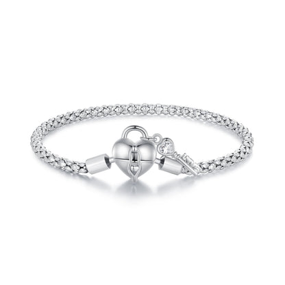 925 Sterling Silver Pavé CZ Bracelet size 17 with heart lock clasp by Bids.com on Tampa Home & Garden Store