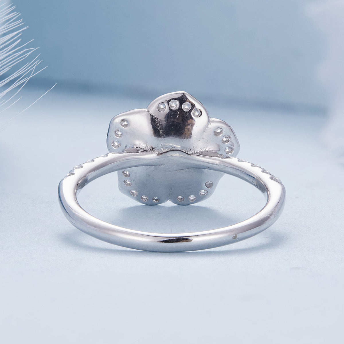 Ring 925 Sterling Silver pavé CZ platinum plated size 6 flower design, Bids.com on Tampa Home & Garden Store
