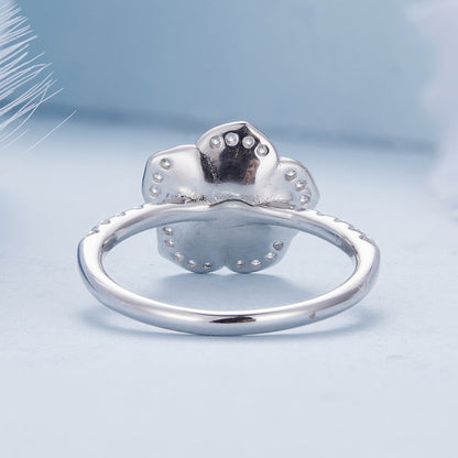 Ring 925 Sterling Silver pavé CZ platinum plated size 6 flower design, Bids.com on Tampa Home & Garden Store