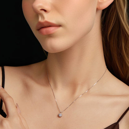 925 Sterling Silver Moissanite & CZ Pavé Necklace with pendant on silver chain 40+5cm on Tampa Home & Garden Store