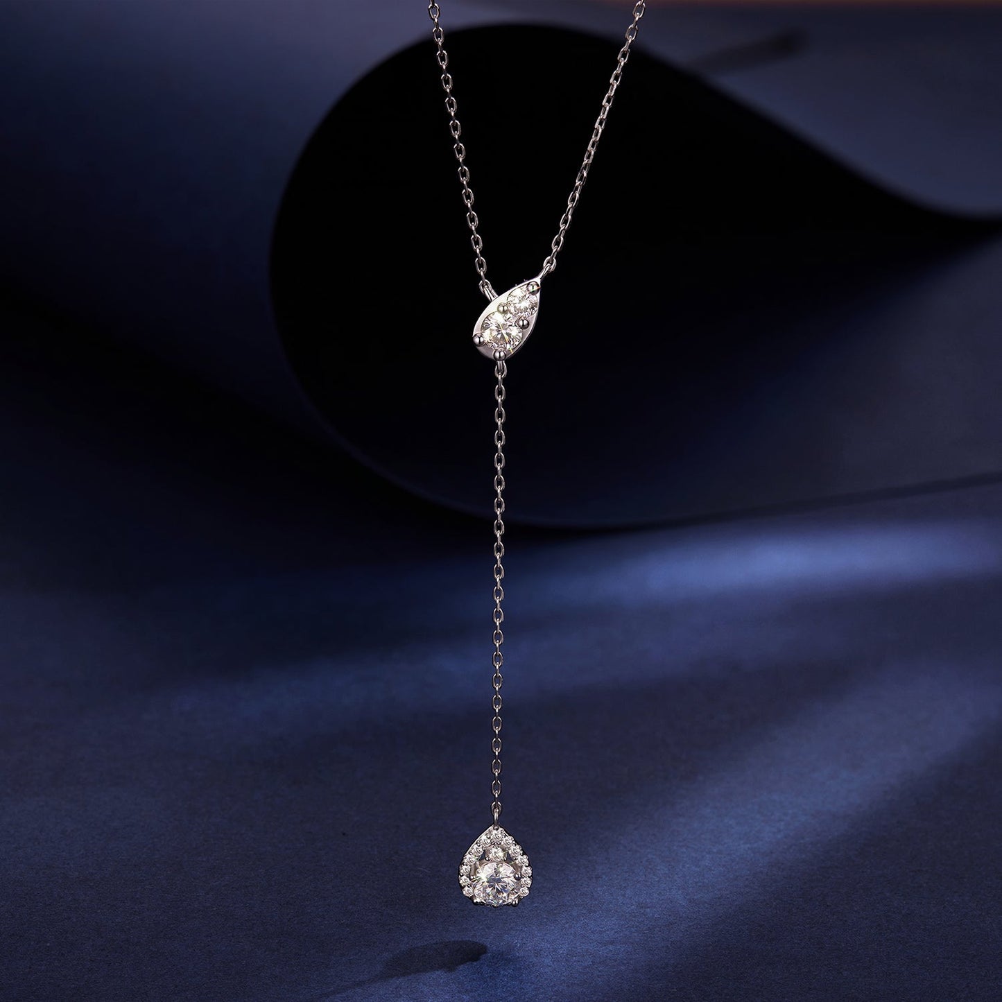 925 Silver Moissanite Necklace with teardrop pendant and halo stones in 3 sizes for women on Tampa Home & Garden Store