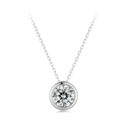 S925 sterling silver moissanite necklace with bezel-set 1ct round pendant on 400mm chain on Tampa Home & Garden Store