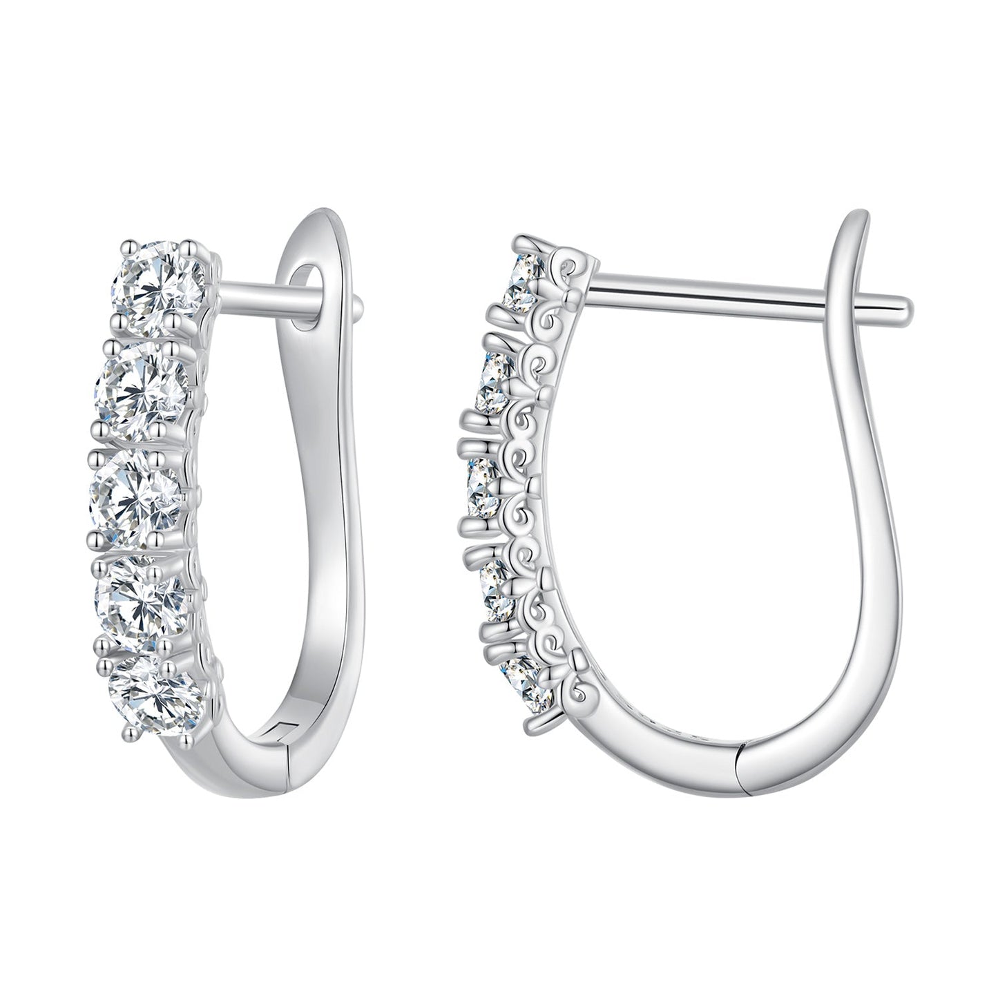 Earrings Bids.com S925 Sterling Silver Moissanite 0.30ct hoop with pave-set stones for women on Tampa Home & Garden Store