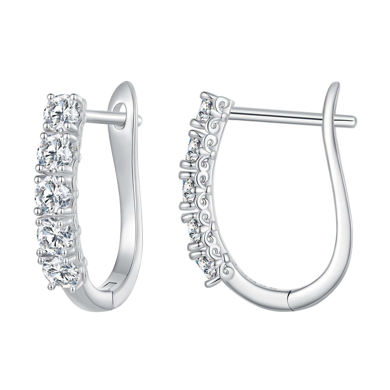Earrings Bids.com S925 Sterling Silver Moissanite 0.30ct hoop with pave-set stones for women on Tampa Home & Garden Store