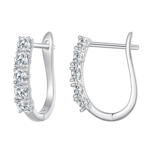 Earrings Bids.com S925 Sterling Silver Moissanite 0.30ct hoop with pave-set stones for women on Tampa Home & Garden Store