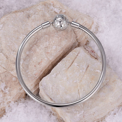 Bracelet 925 sterling silver pavé CZ bead with white gold plating, round centerpiece, size 17.0 on Tampa Home & Garden Store