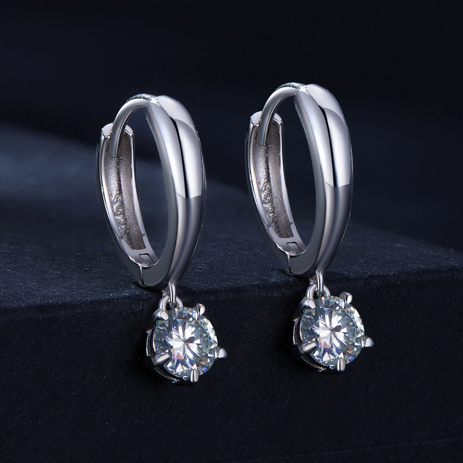 Moissanite earrings in S925 sterling silver with 0.50ct round stones, pair of hoop earrings on Tampa Home & Garden Store
