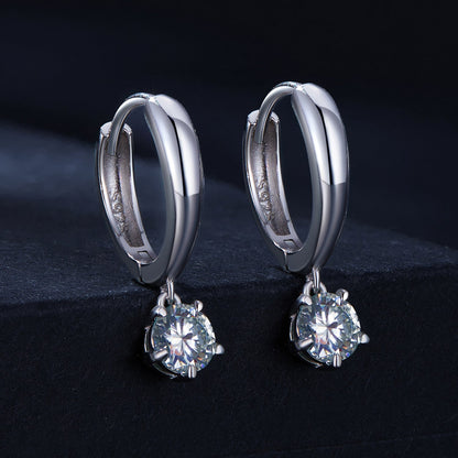 Moissanite earrings in S925 sterling silver with 0.50ct round stones, pair of hoop earrings on Tampa Home & Garden Store