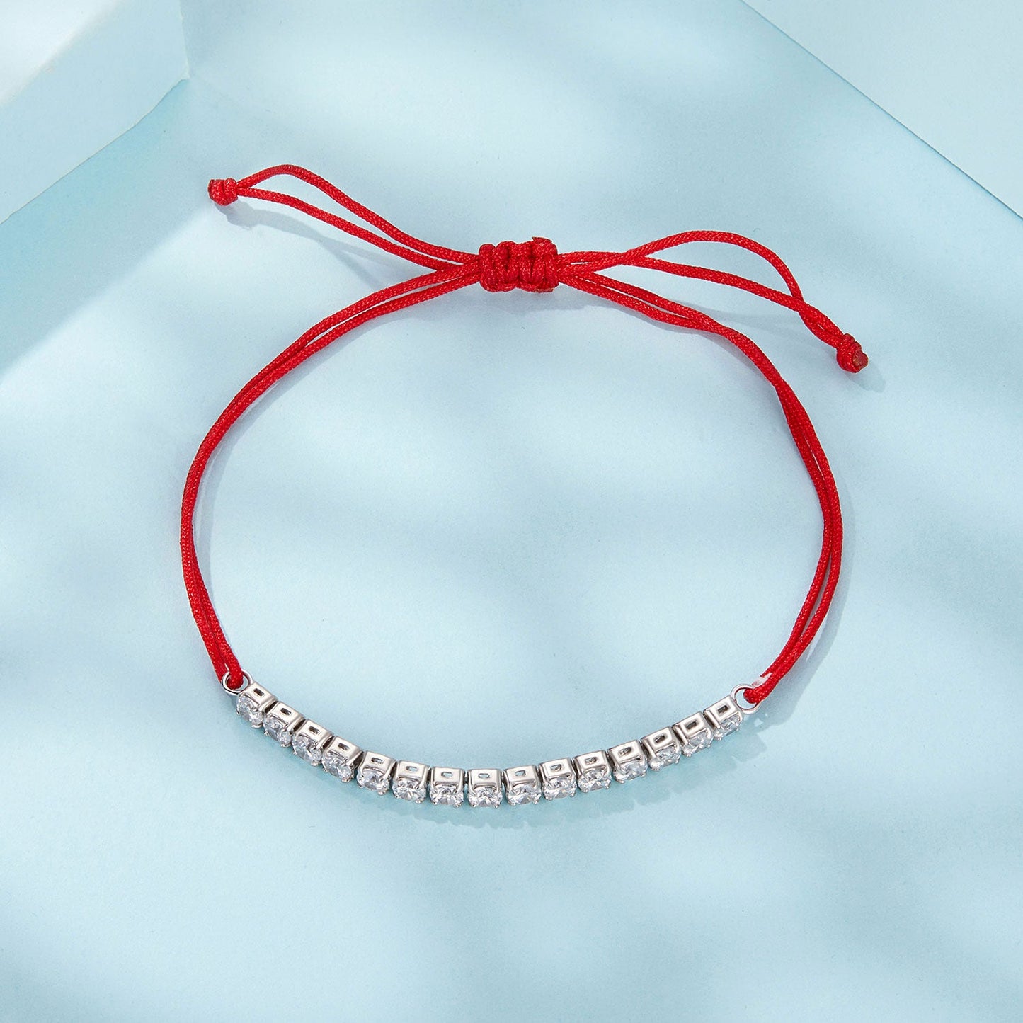 Bracelet 925 sterling silver adjustable white gold plated with CZ on red cord Bids.com on Tampa Home & Garden Store