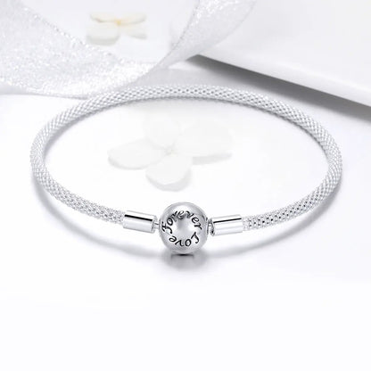 Bracelet 925 Sterling Silver SCB 17cm with mesh chain and Forever Love charm by Bids.com on Tampa Home & Garden Store