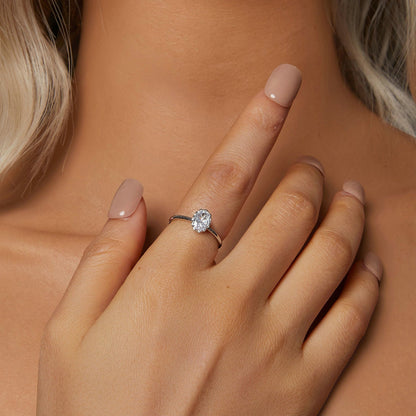 925 Sterling Silver Moissanite Ring with oval 1ct center, size 6 for women by Bids.com on Tampa Home & Garden Store