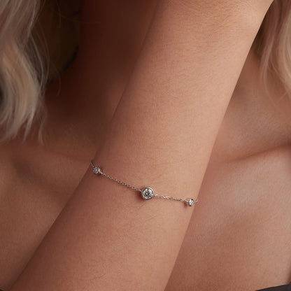 925 sterling silver moissanite bracelet with 5mm center and 3mm side stones on a fine chain on Tampa Home & Garden Store
