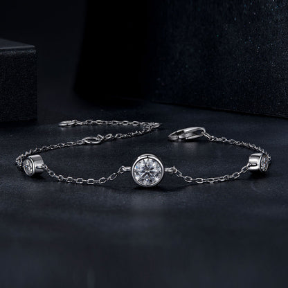 925 sterling silver moissanite bracelet with 5mm center stone and 3mm side stones for women on Tampa Home & Garden Store