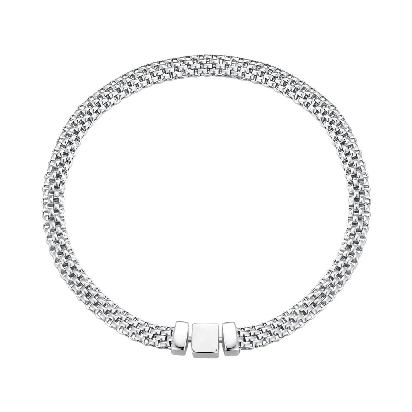 Bracelet 925 Sterling silver plated, square-link chain, women's size 17.0 on Tampa Home & Garden Store
