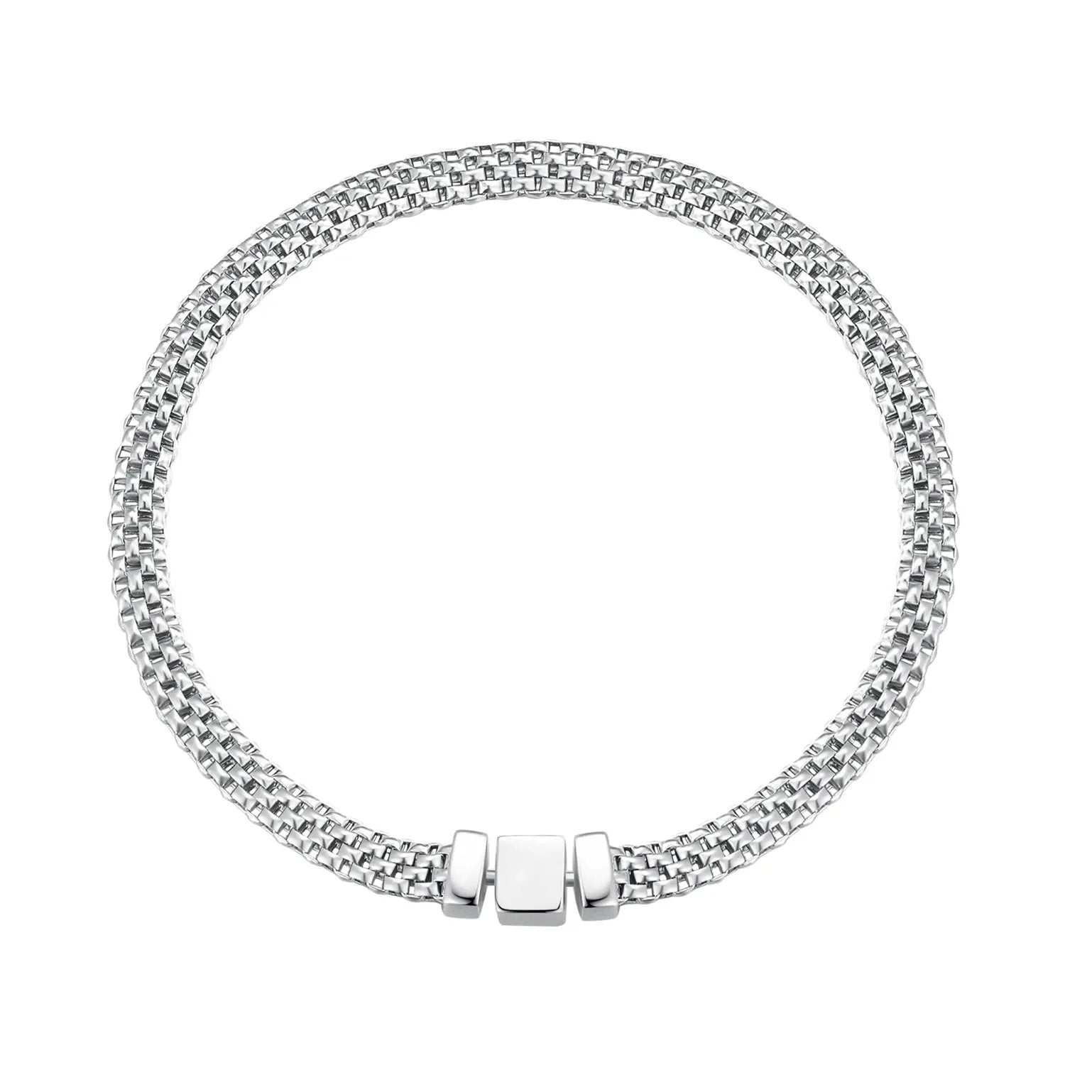 Bracelet 925 Sterling silver plated, square-link chain, women's size 17.0 on Tampa Home & Garden Store