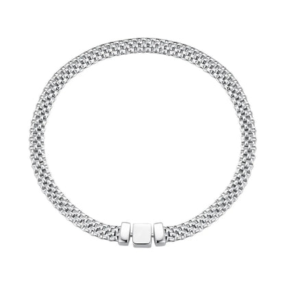 Bracelet 925 Sterling silver plated, square-link chain, women's size 17.0 on Tampa Home & Garden Store