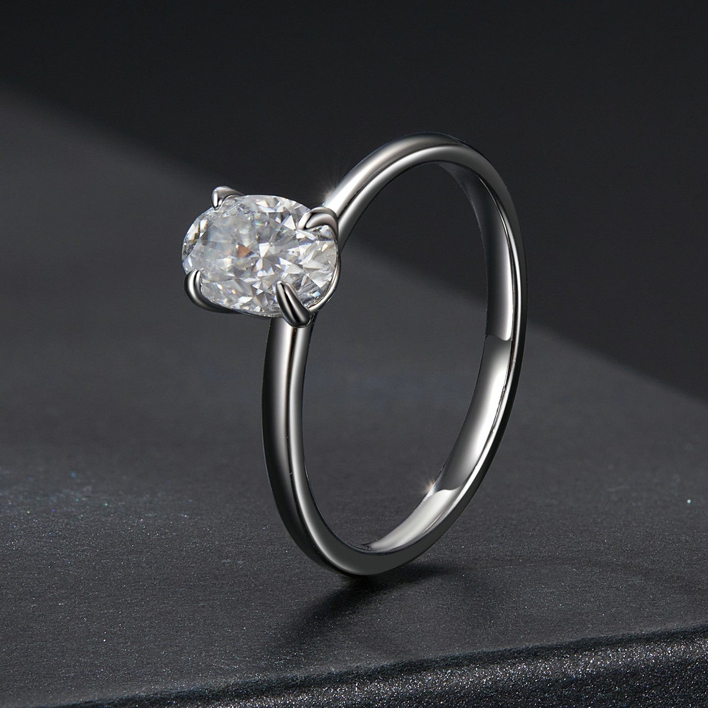 925 Sterling Silver Moissanite ring, 1ct solitaire, size 8, polished band on Tampa Home & Garden Store