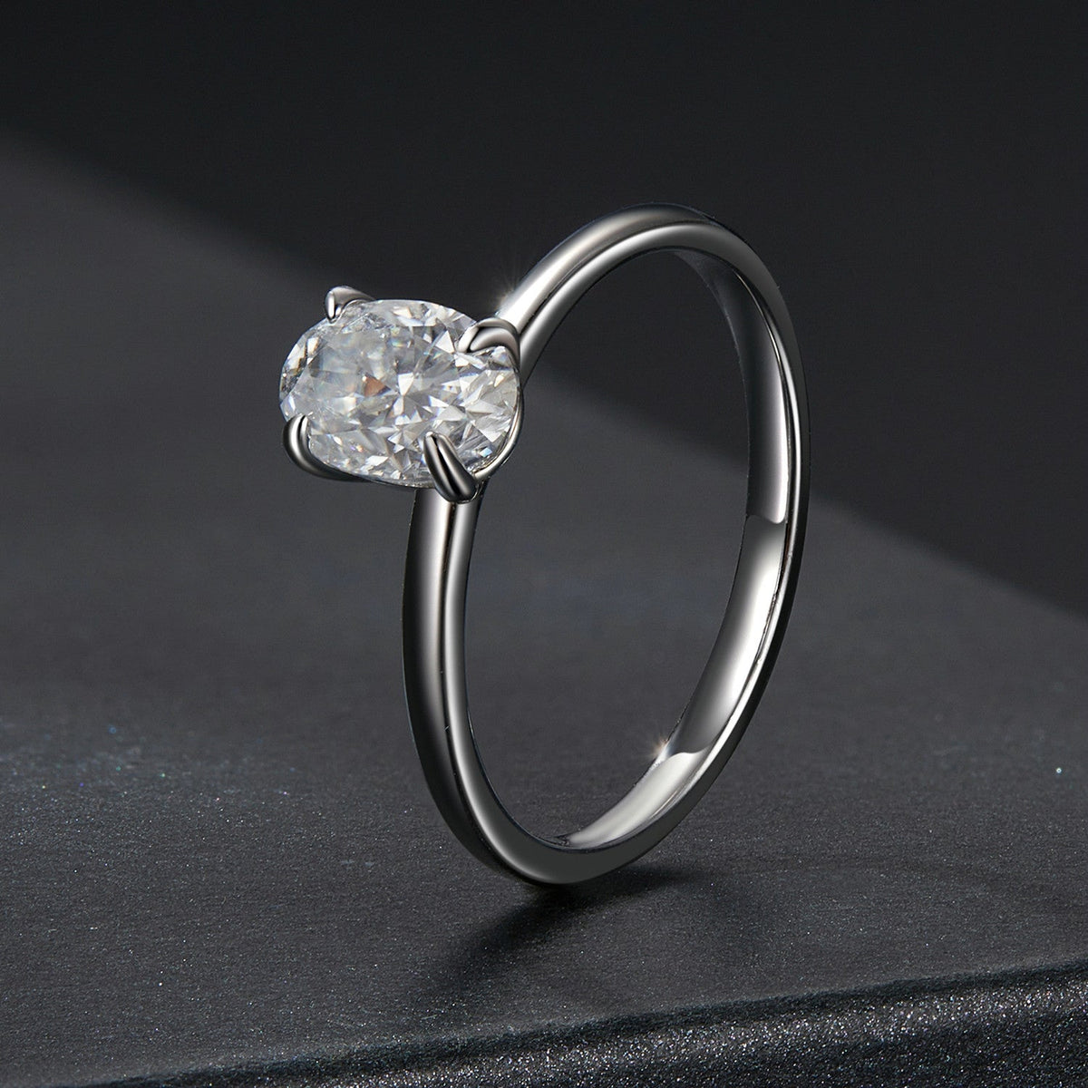 925 Sterling Silver Moissanite ring, 1ct solitaire, size 8, polished band on Tampa Home & Garden Store