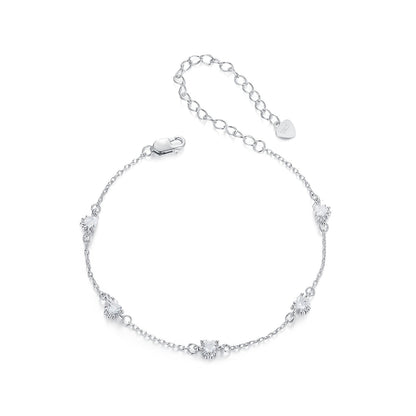 925 sterling silver bracelet with pavé CZ crystals, white gold plating slim chain, lobster clasp on Tampa Home & Garden Store