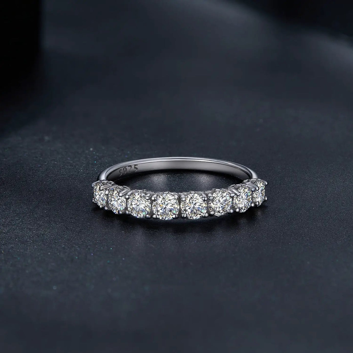 925 sterling silver plated moissanite ring with a row of clear stones size 5 for women on Tampa Home & Garden Store