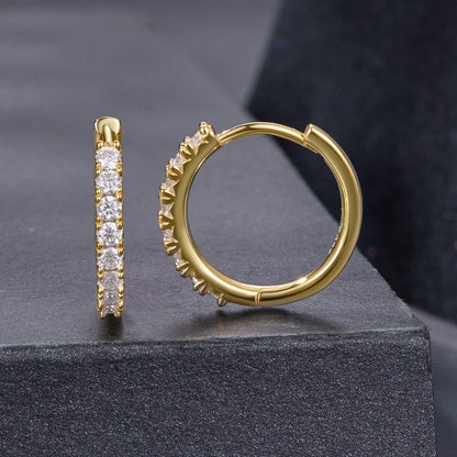 White-gold plated hoop and vertical bar earrings with moissanite stones, 1.6cm, Bids.com on Tampa Home & Garden Store