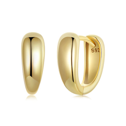 Gold-tone hoop earrings pair polished 12x5mm with S92 stamp inside on Tampa Home & Garden Store