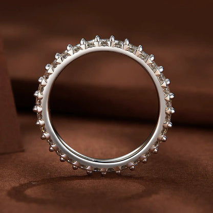 925 Sterling Silver Moissanite ring 0.03ct size 6 with crystal-studded band on Tampa Home & Garden Store