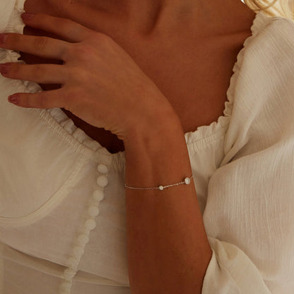 Bracelet, 925 sterling silver with 5mm and 3mm moissanite stones on a delicate chain for women on Tampa Home & Garden Store