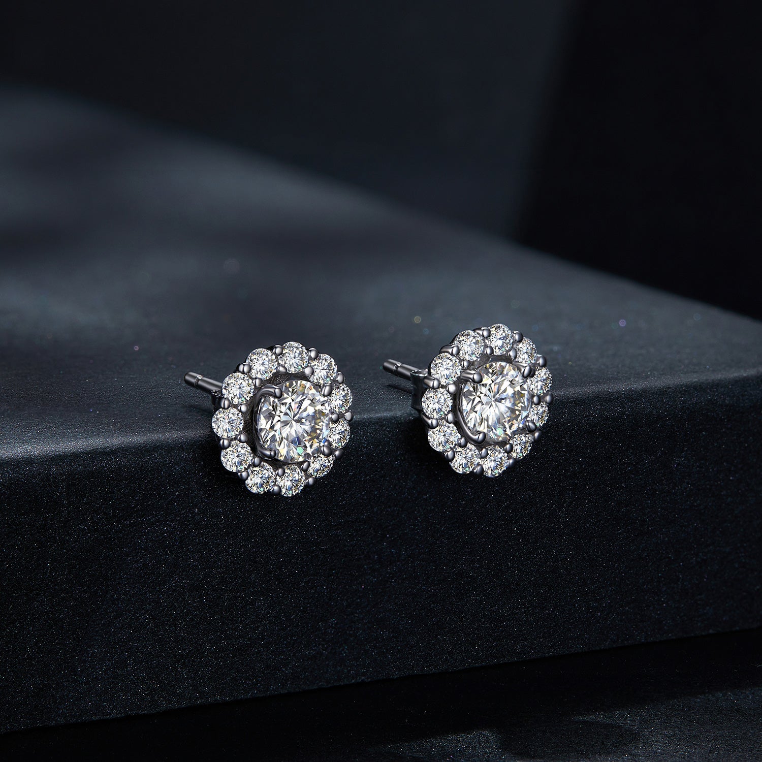 Earrings 925 sterling silver moissanite halo studs, 0.5ct center stone by Bids.com on Tampa Home & Garden Store