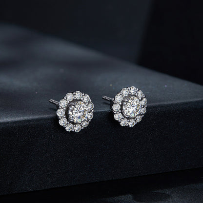 Earrings 925 sterling silver moissanite halo studs, 0.5ct center stone by Bids.com on Tampa Home & Garden Store