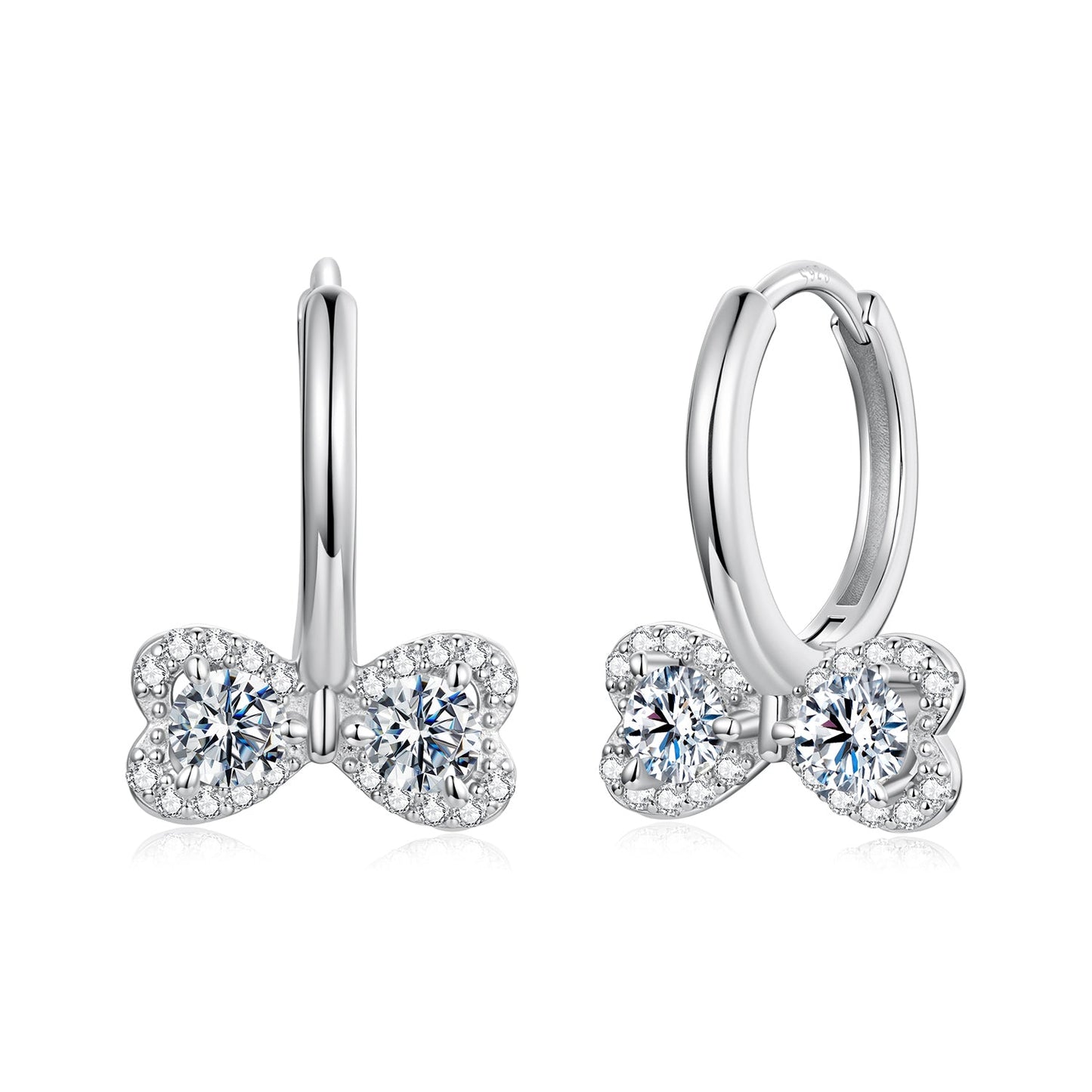 Pair of Earrings 925 Sterling Silver Moissanite 0.20ct butterfly, white gold plated, Bids.com on Tampa Home & Garden Store