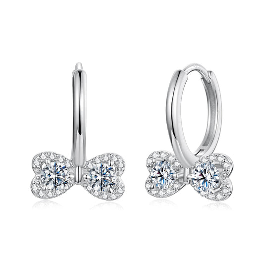 Pair of Earrings 925 Sterling Silver Moissanite 0.20ct butterfly, white gold plated, Bids.com on Tampa Home & Garden Store