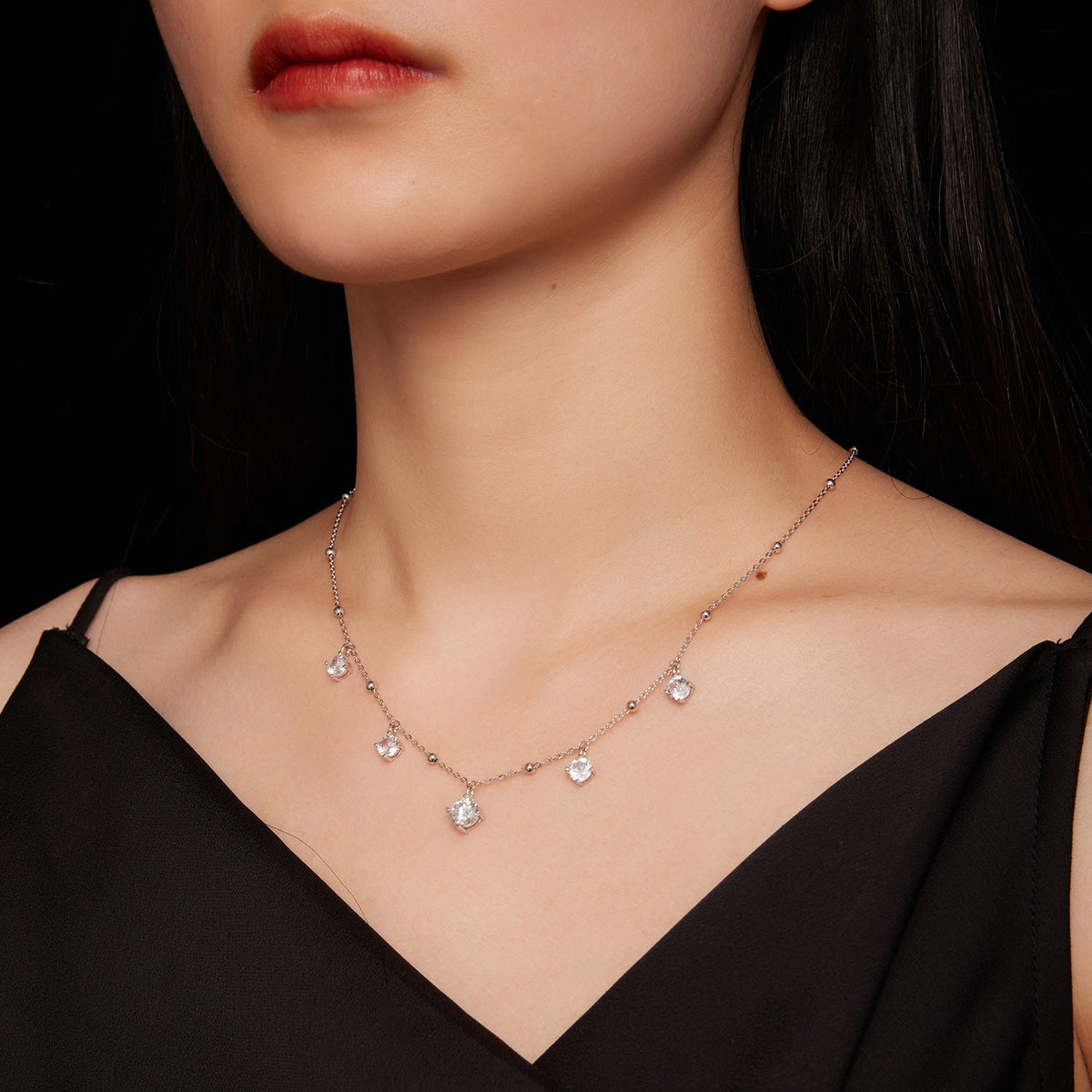 925 Sterling Silver 5.0mm Moissanite Necklace for Women by Bids.com on Tampa Home & Garden Store