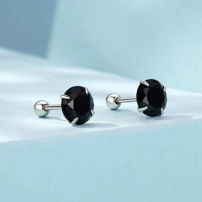 Earrings 925 Sterling Silver Pavé CZ, black stones, Bids.com, stud pair for women on Tampa Home & Garden Store
