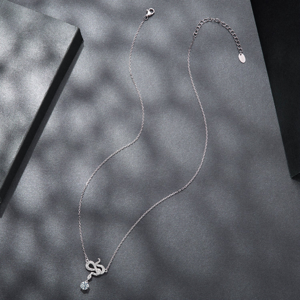 Bids.com 925 silver moissanite necklace with knot pendant and drop stone on 40+5cm chain on Tampa Home & Garden Store
