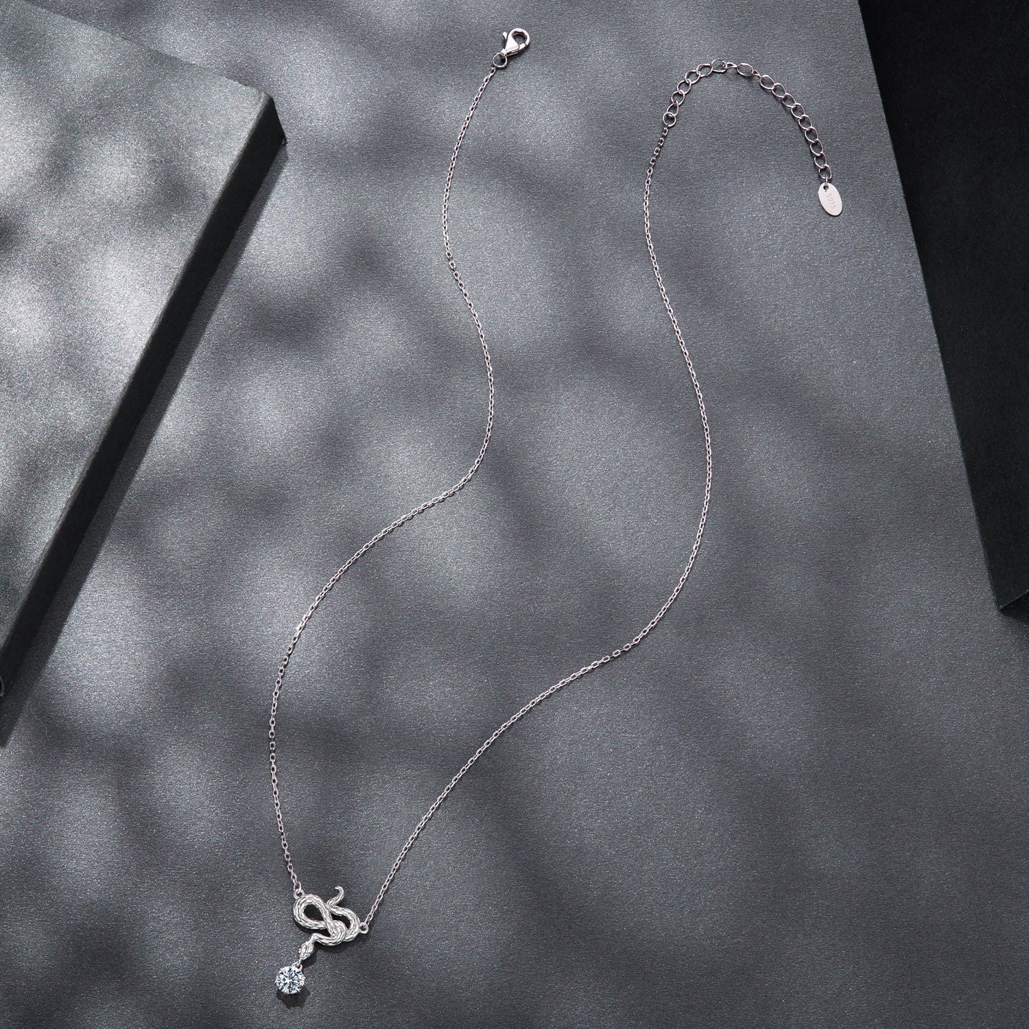 Bids.com 925 silver moissanite necklace with knot pendant and drop stone on 40+5cm chain on Tampa Home & Garden Store