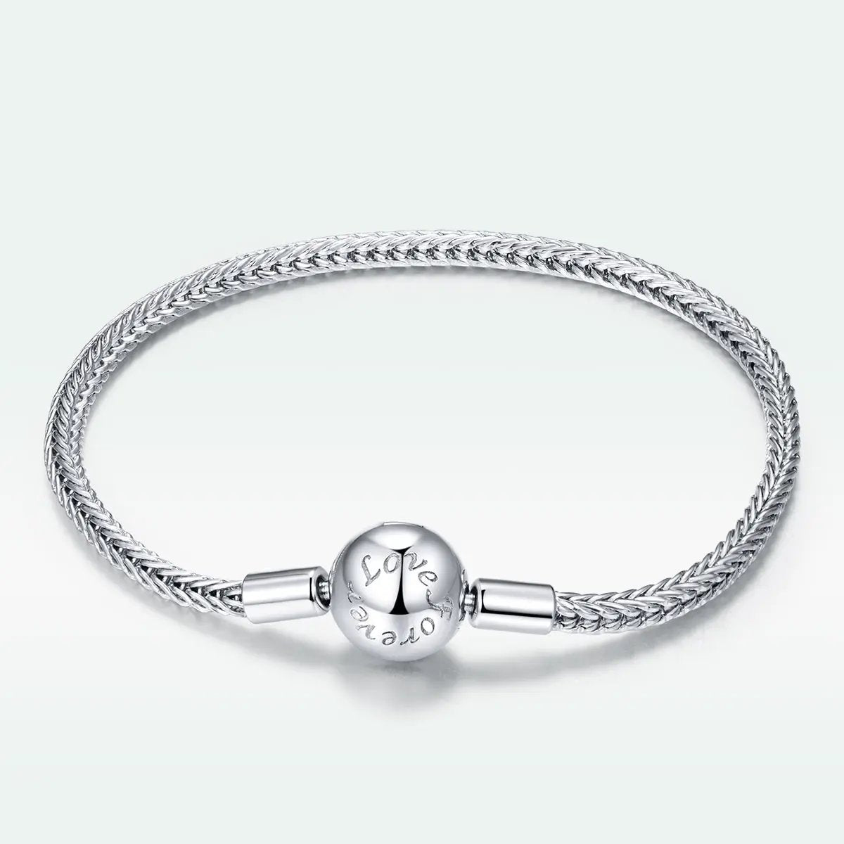 Men's 17cm braided bracelet with platinum finish and engraved round clasp by Bids.com on Tampa Home & Garden Store