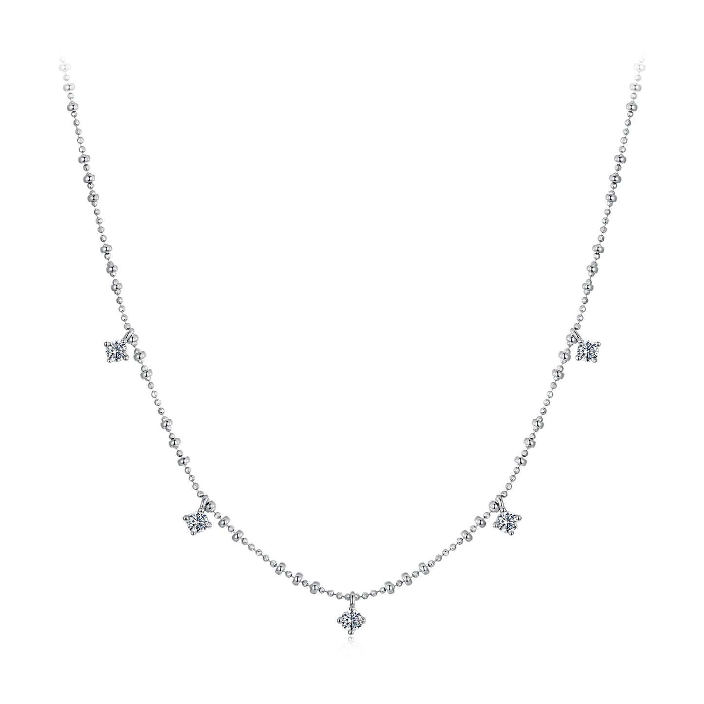 925 Sterling Silver Moissanite Necklace with flower pendants on a 40+5cm chain Bids.com on Tampa Home & Garden Store