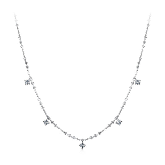 925 Sterling Silver Moissanite Necklace with flower pendants on a 40+5cm chain Bids.com on Tampa Home & Garden Store