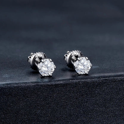 Moissanite Earrings in 925 Sterling Silver for Women by Bids.com, clear round stones on Tampa Home & Garden Store