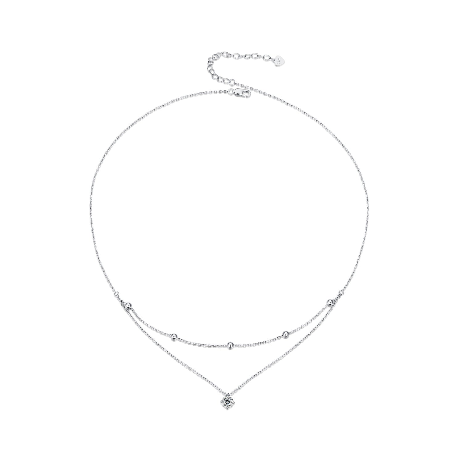 Necklace 5.0mm moissanite pendant on double-layer 925 sterling silver plated chain on Tampa Home & Garden Store